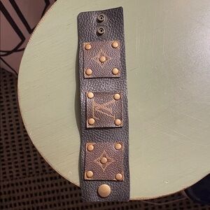 Black and Brown Studded Leather Cuff Bracelet